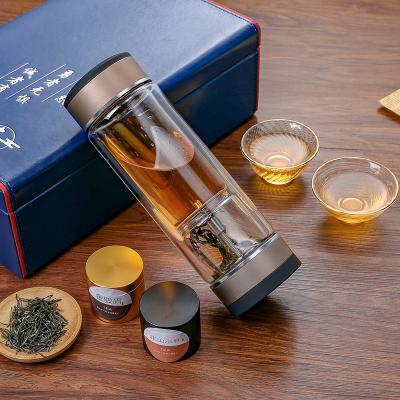 雙層玻璃茶水分離套裝